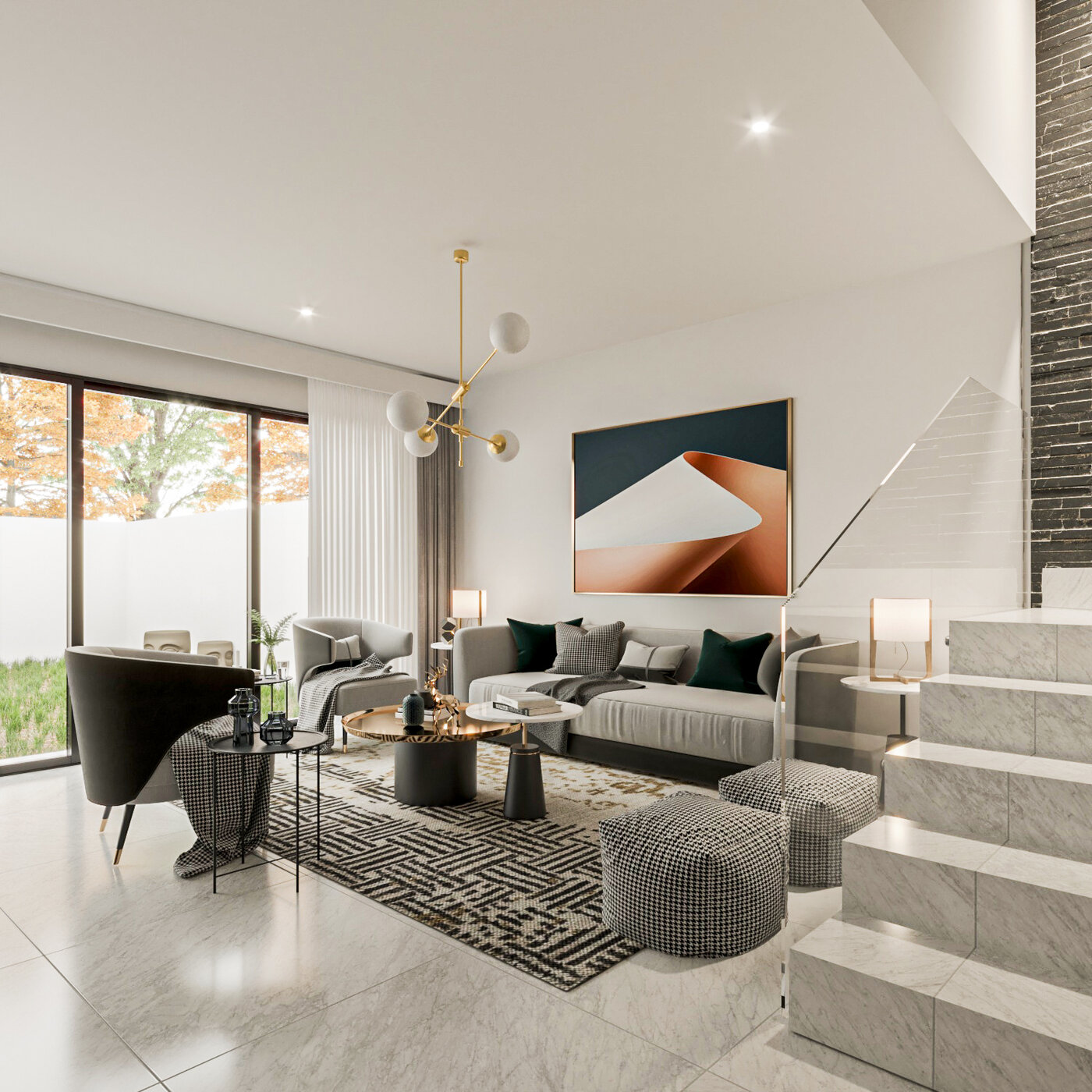 Sala y escalera