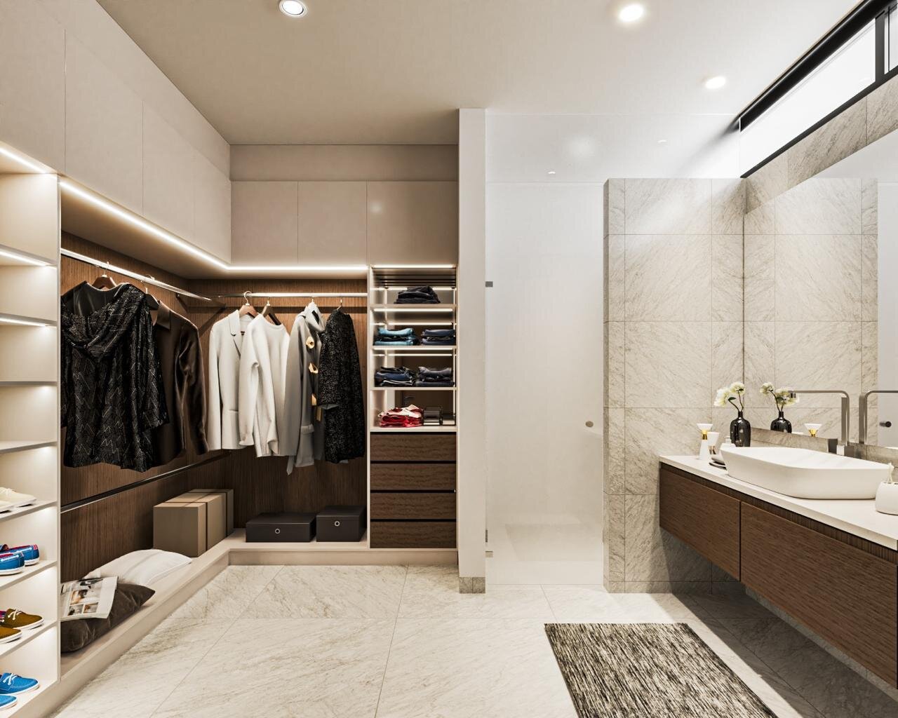 Walk-in closet y baño